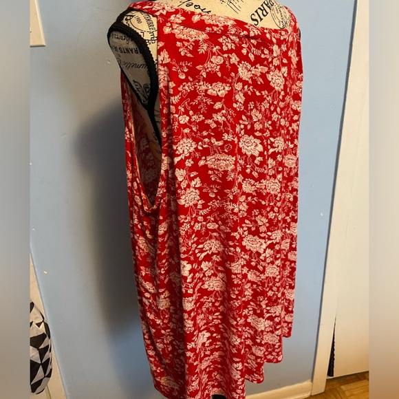 2 X 12 Vintage Red Floral Hibiscus Tropical Blouse - Picture 6 of 7